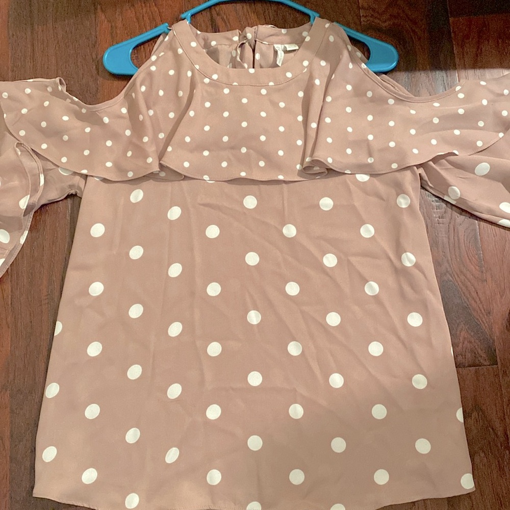 Women’s Polka Dot Lavender/off white, size L Cold Shoulder Blouse